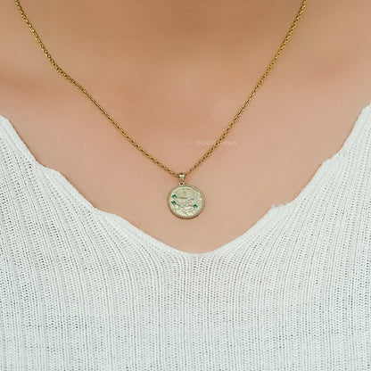 Gemini Zodiac Sign Emerald Gemstone Pendant