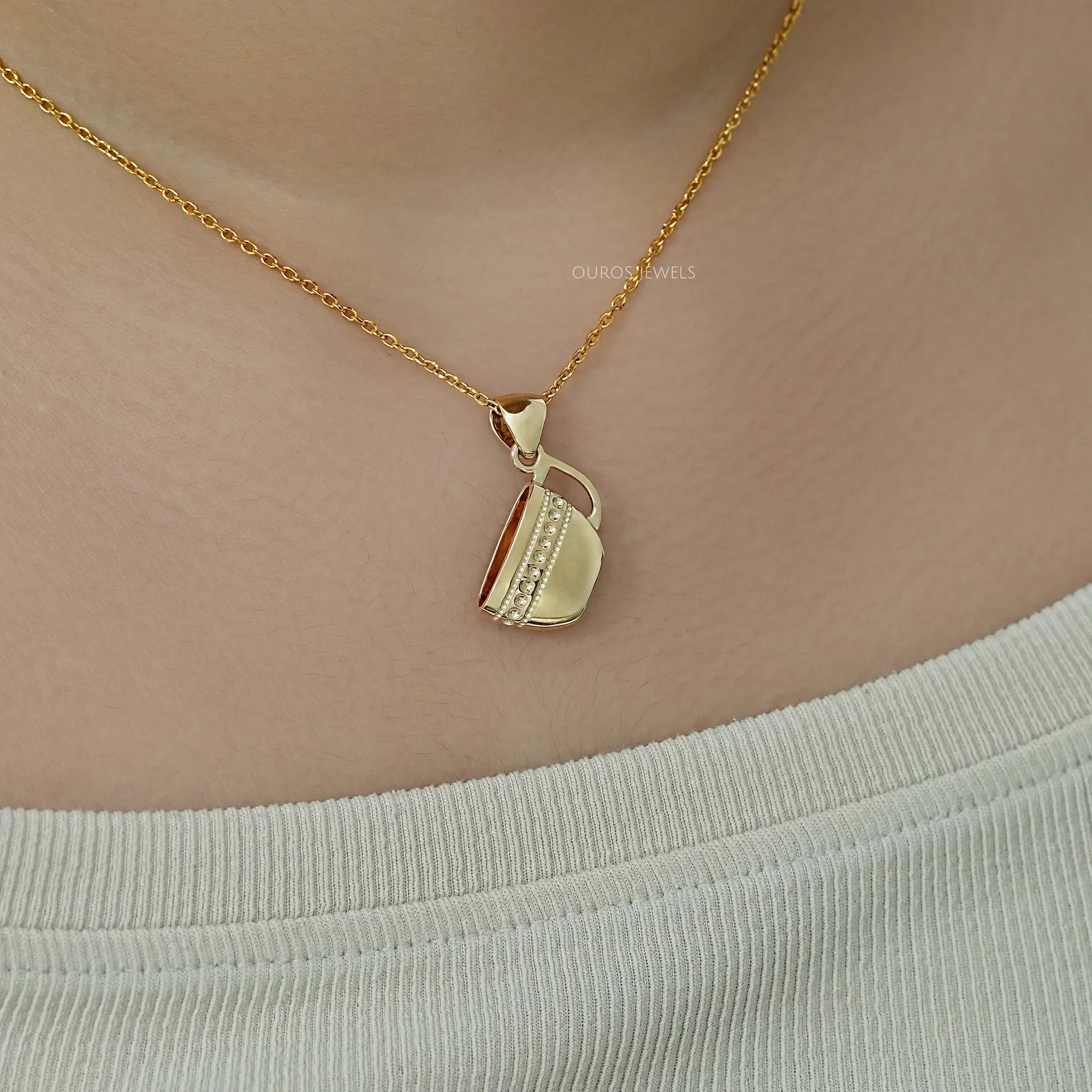 Round Diamond Chai Charm Pendant Necklace 