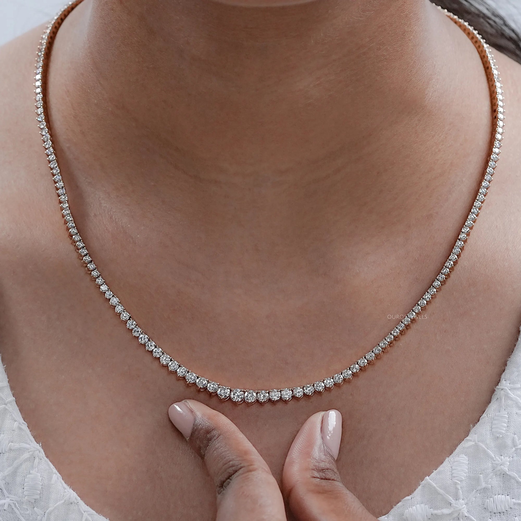 Graduated Brilliant Round Cut Tennis Necklace Necklaces