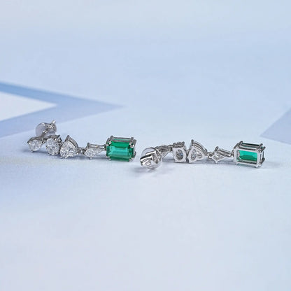 Emerald Gemstone Dangle Drop Earrings