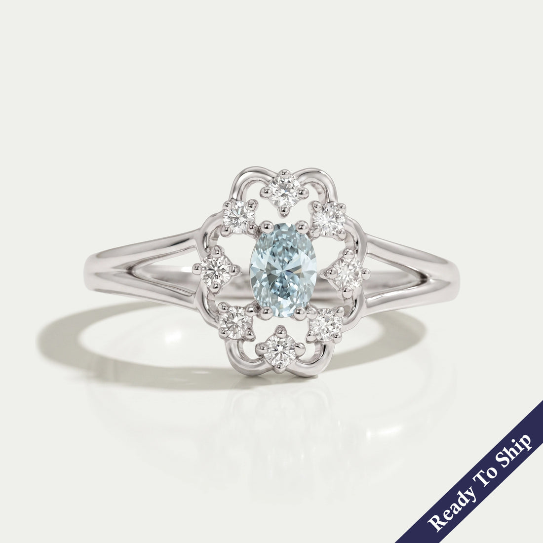 Green Oval Diamond Dainty Ring