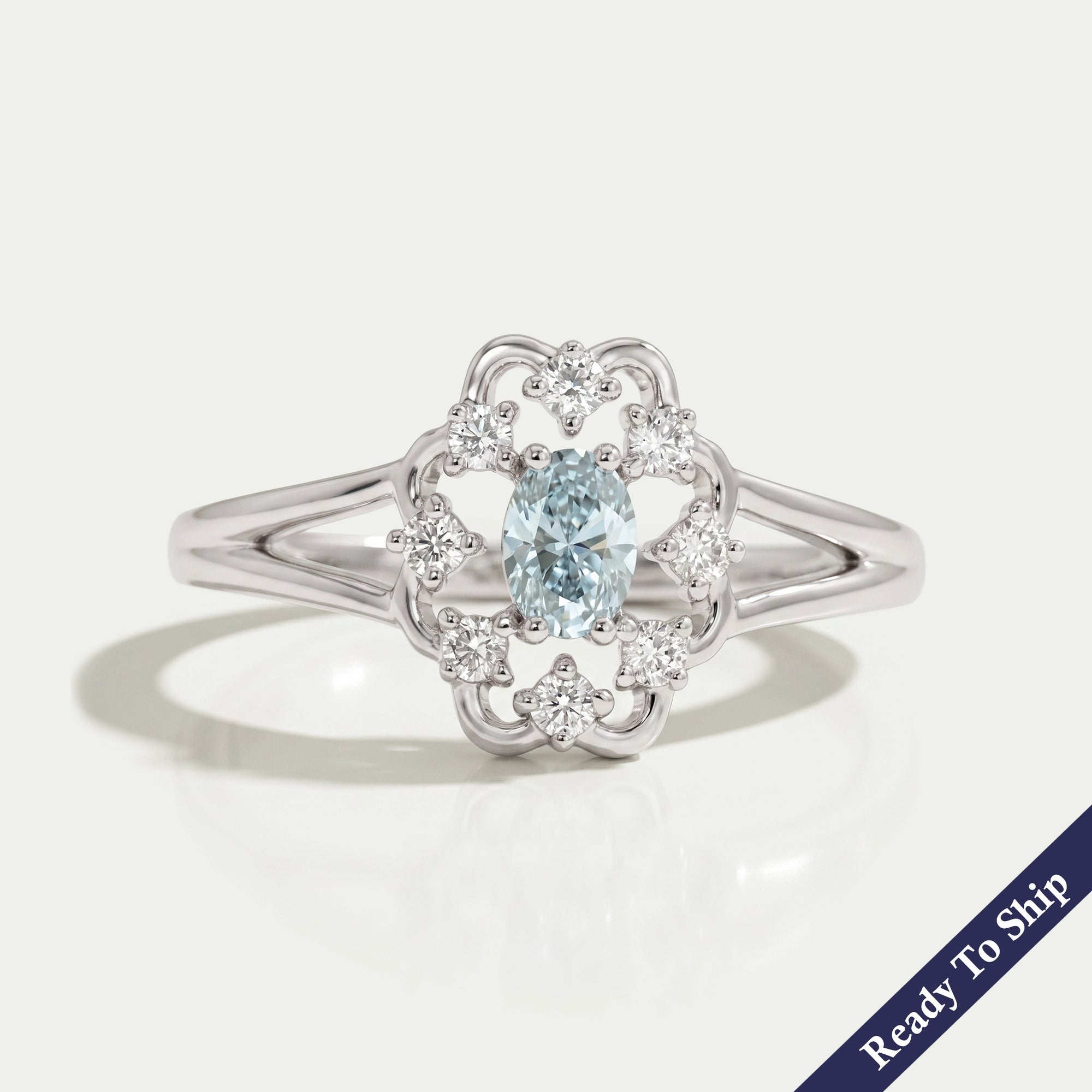 Green Oval Diamond Dainty Ring
