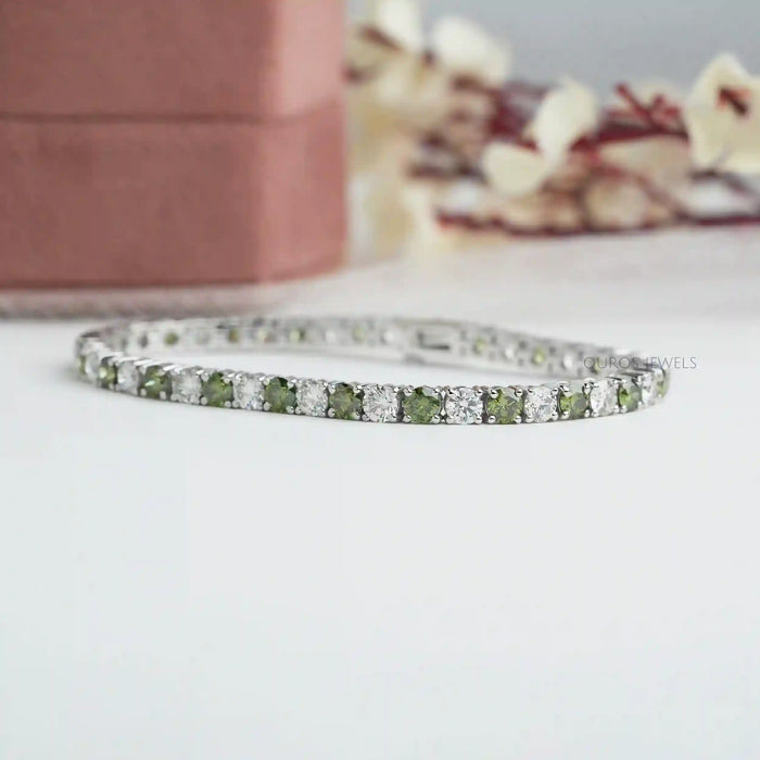 Fancy Colored Round Diamond Tennis Bracelets