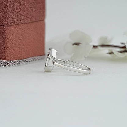 Half Bezel Dutch Marquise Diamond Solitaire Ring