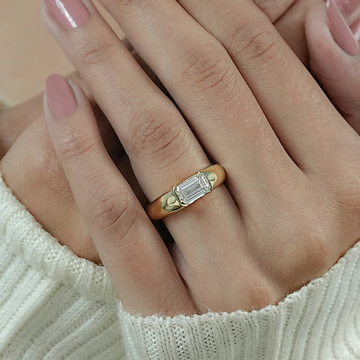 East West Emerald Lab Diamond Wide Band