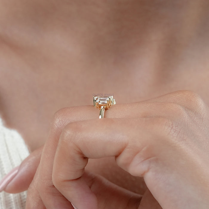 Five Stone Baguette Lab Diamond Promise Ring