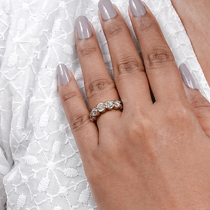 Six Stone Old European Round Diamond Bezel Set Wedding Band Ring