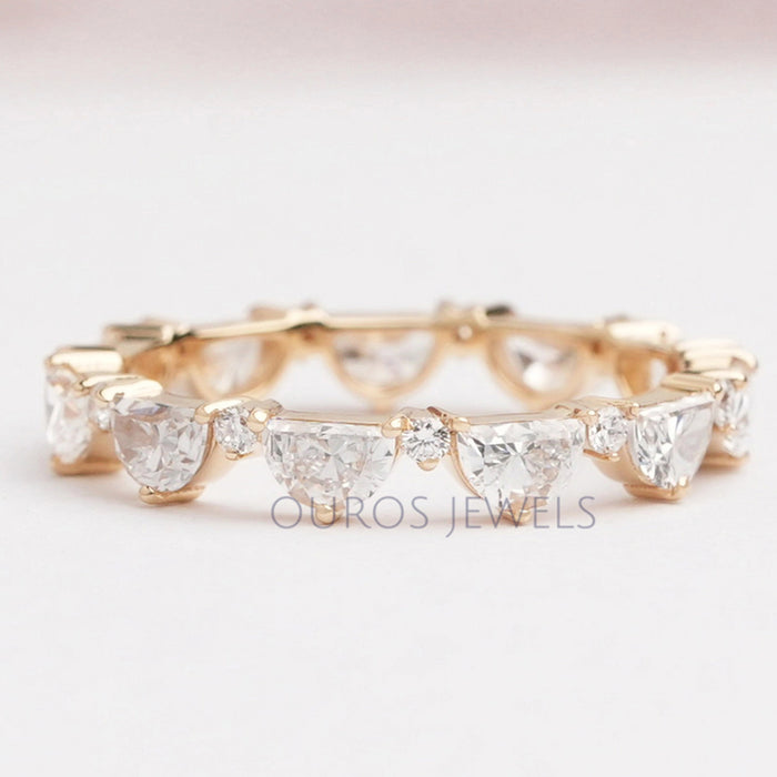 Half Moon And Round Cut Lab Made Diamond Eternity Band