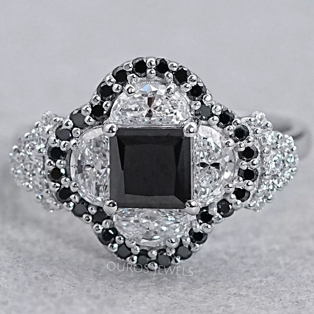 Halo Moon Halo Black Diamond Engagement Ring Rings