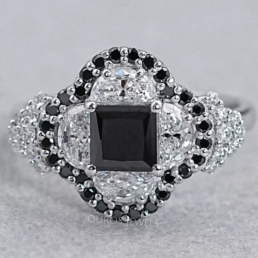 Halo Moon Halo Black Diamond Engagement Ring Rings