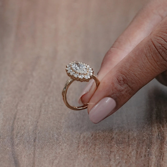 Marquise Diamond Halo Set Engagement Ring