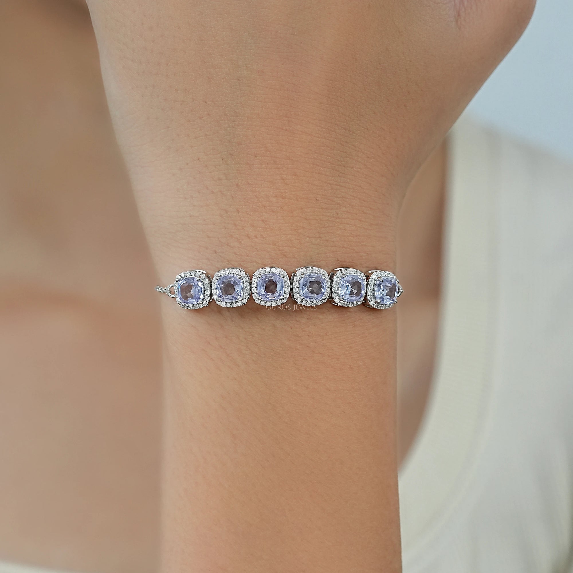 Cushion Cut Lab Grown Gemstone Bracelet