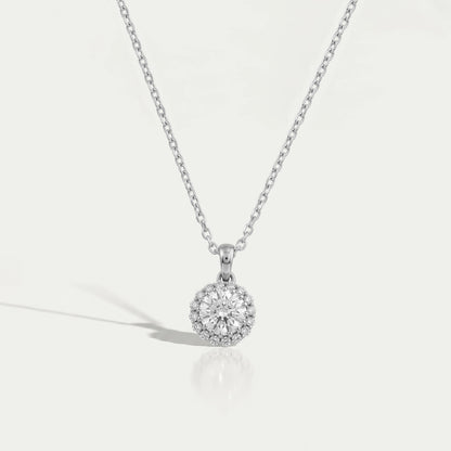 Round Lab Grown Diamond Halo Pendant Necklaces