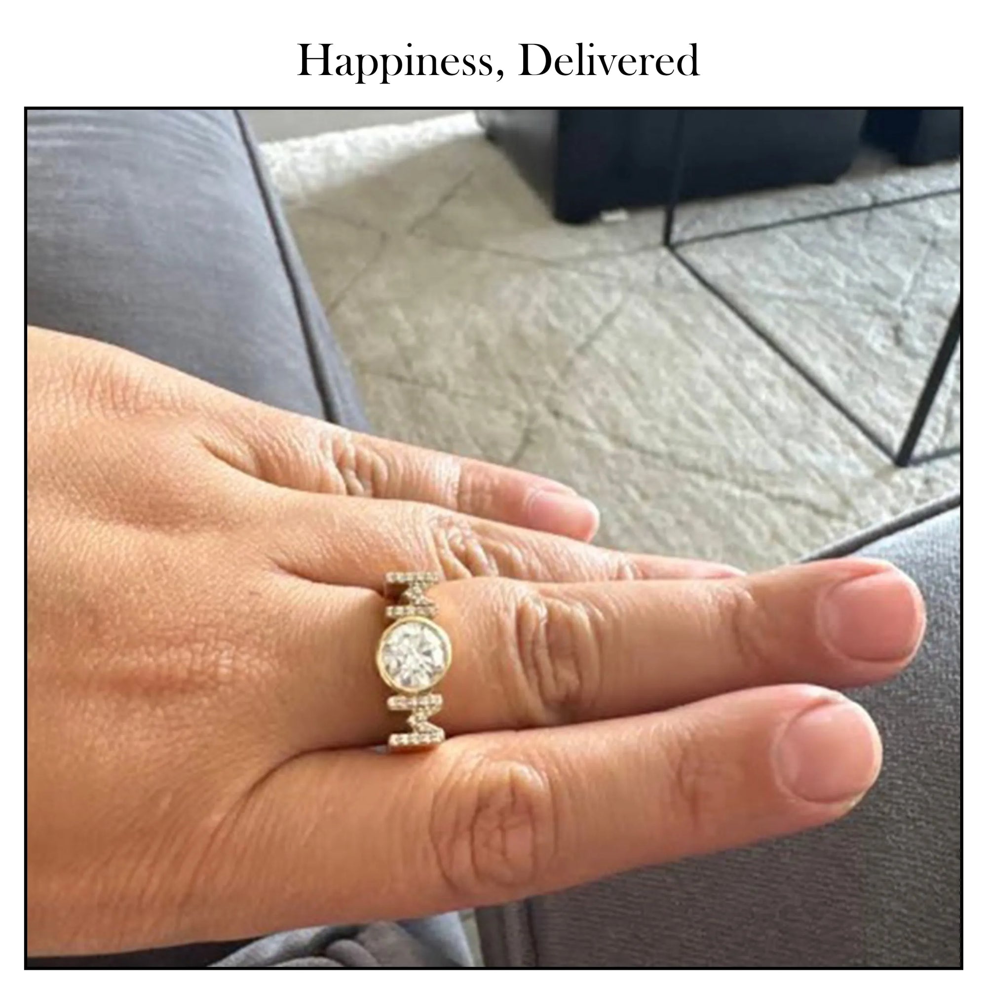 MOM Initial Letter Round Diamond Customized Ring Rings