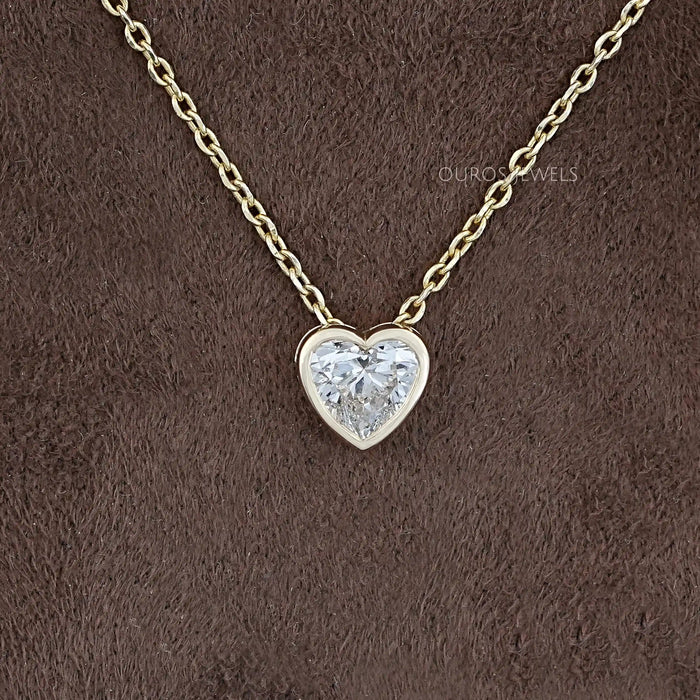 Bezel Heart Shape Diamond Solitaire Necklace 