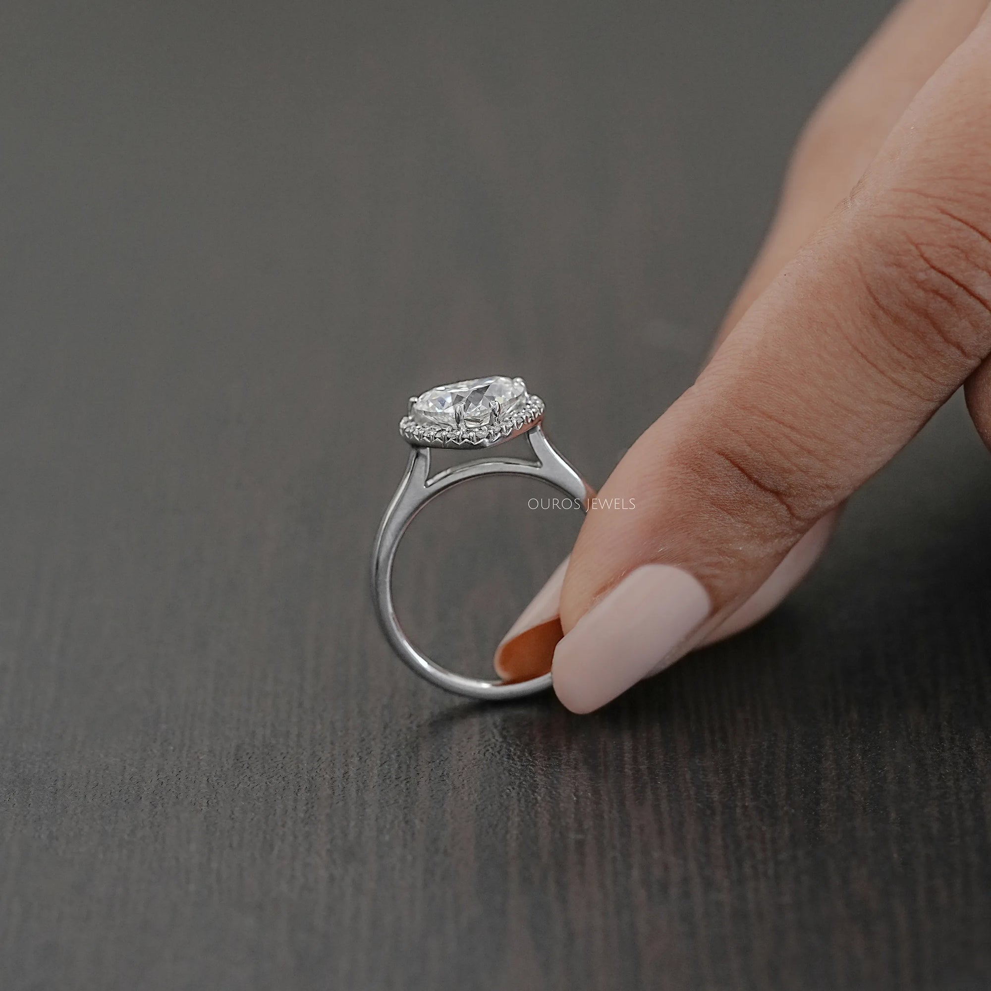 Heart Cut Lab Diamond Solitaire Halo Engagement Ring Rings