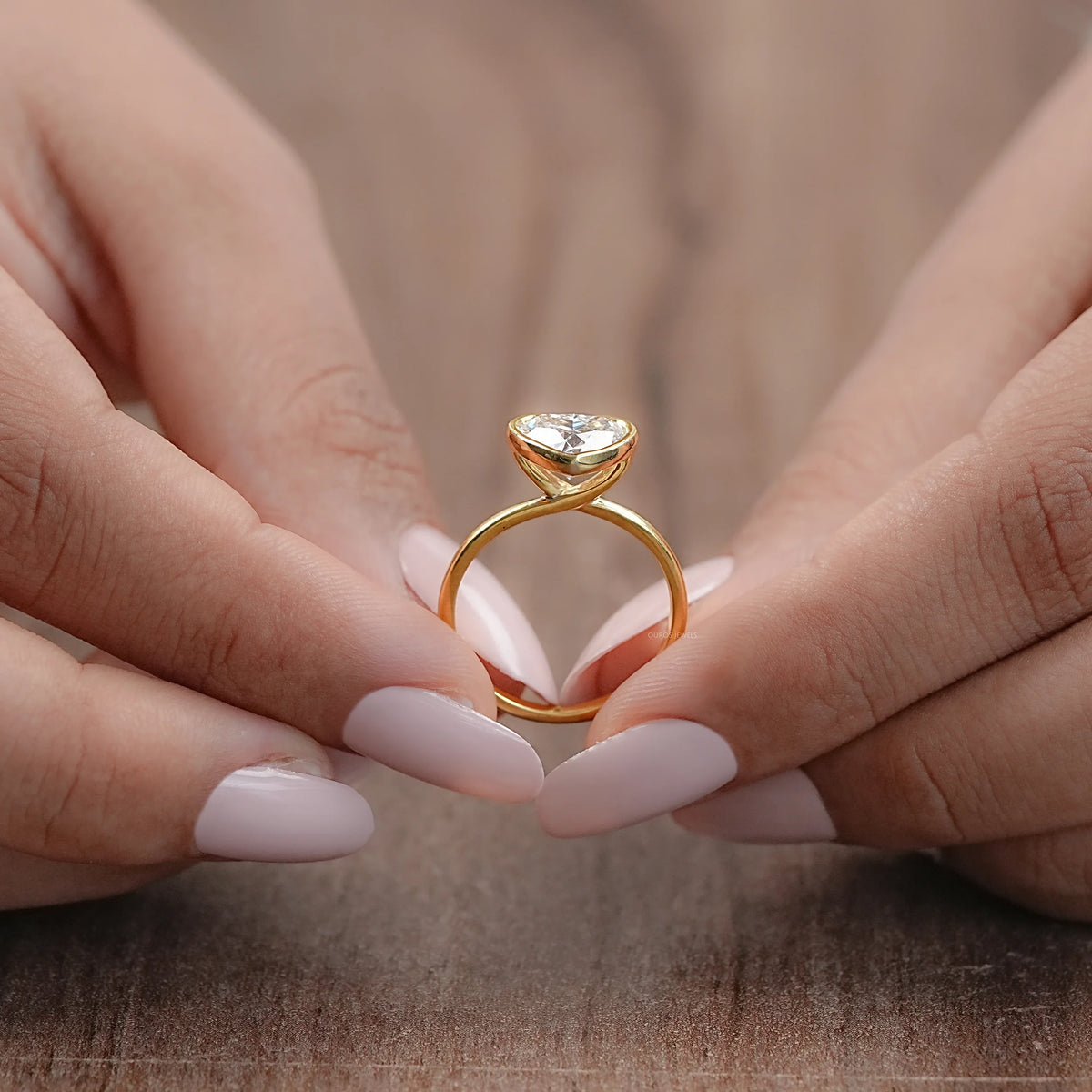 Heart Diamond Bezel Set Soliatire Engagement Ring Rings