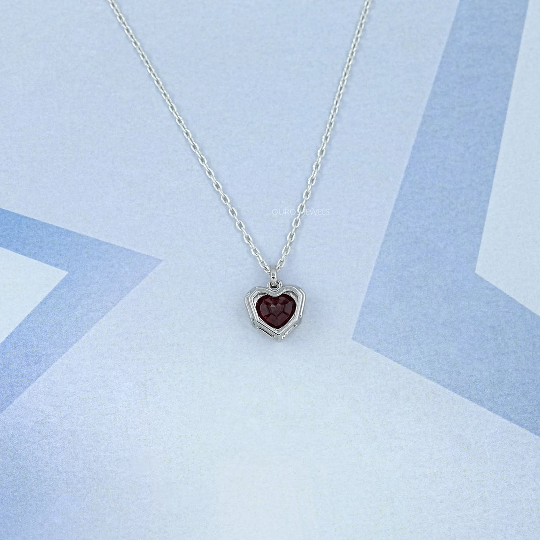 Pigeon Blood Heart Gemstone Bezel Set Pendant Necklaces