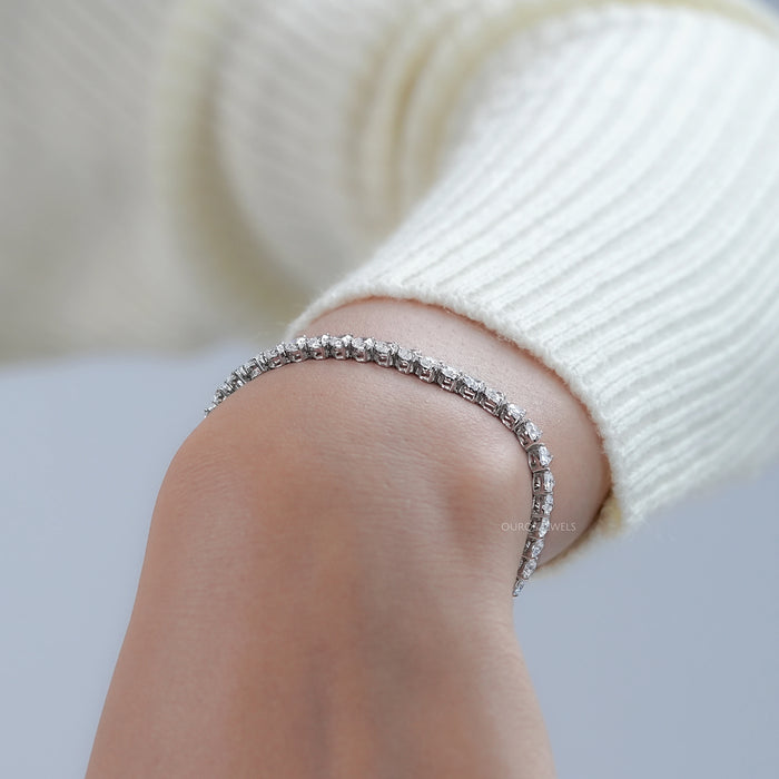 White Gold Heart Shape Lab Diamond  Bracelet 