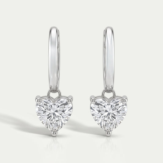 Lab Diamond Heart Cut Dangle Hoop Earrings Earrings