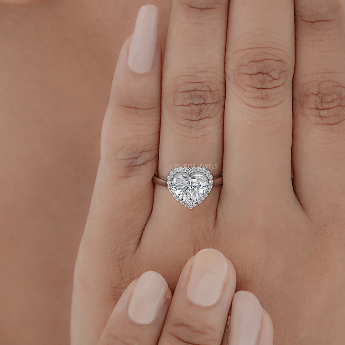 Heart Cut Lab Diamond Enagement Ring With Halo Setting 