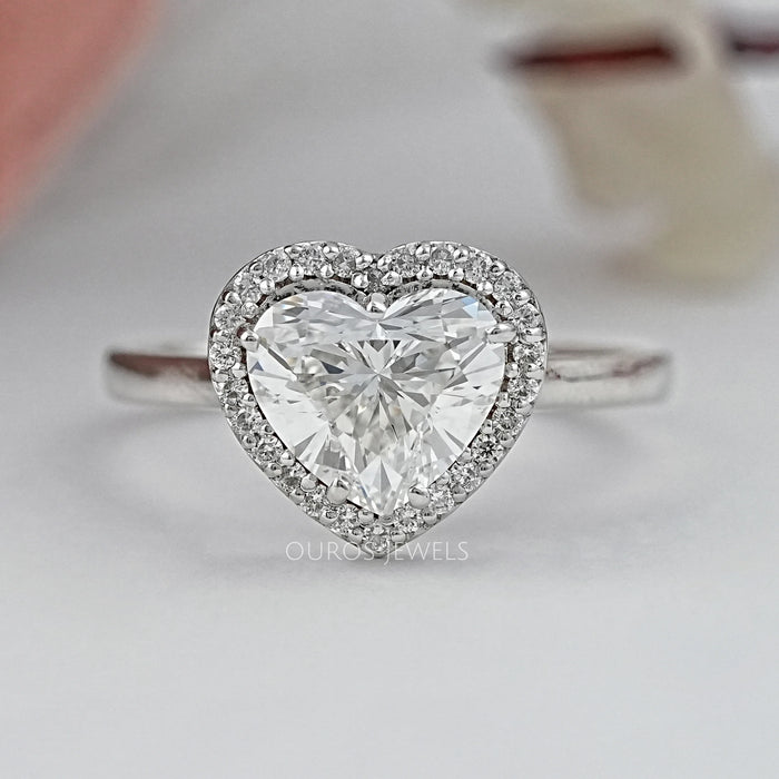 Heart Cut Lab Diamond Enagement Ring With Halo Setting 