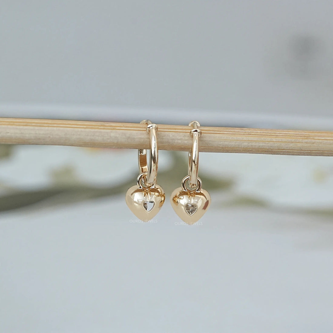 Old Mine Heart Cut Lab Diamond Dangle Earring Earring