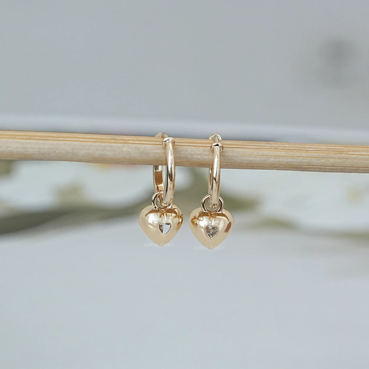 Old Mine Heart Cut Lab Diamond Dangle Earring Earring