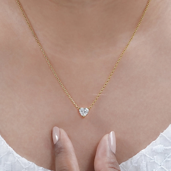 Heart Shaped Diamond Solitaire Pendant