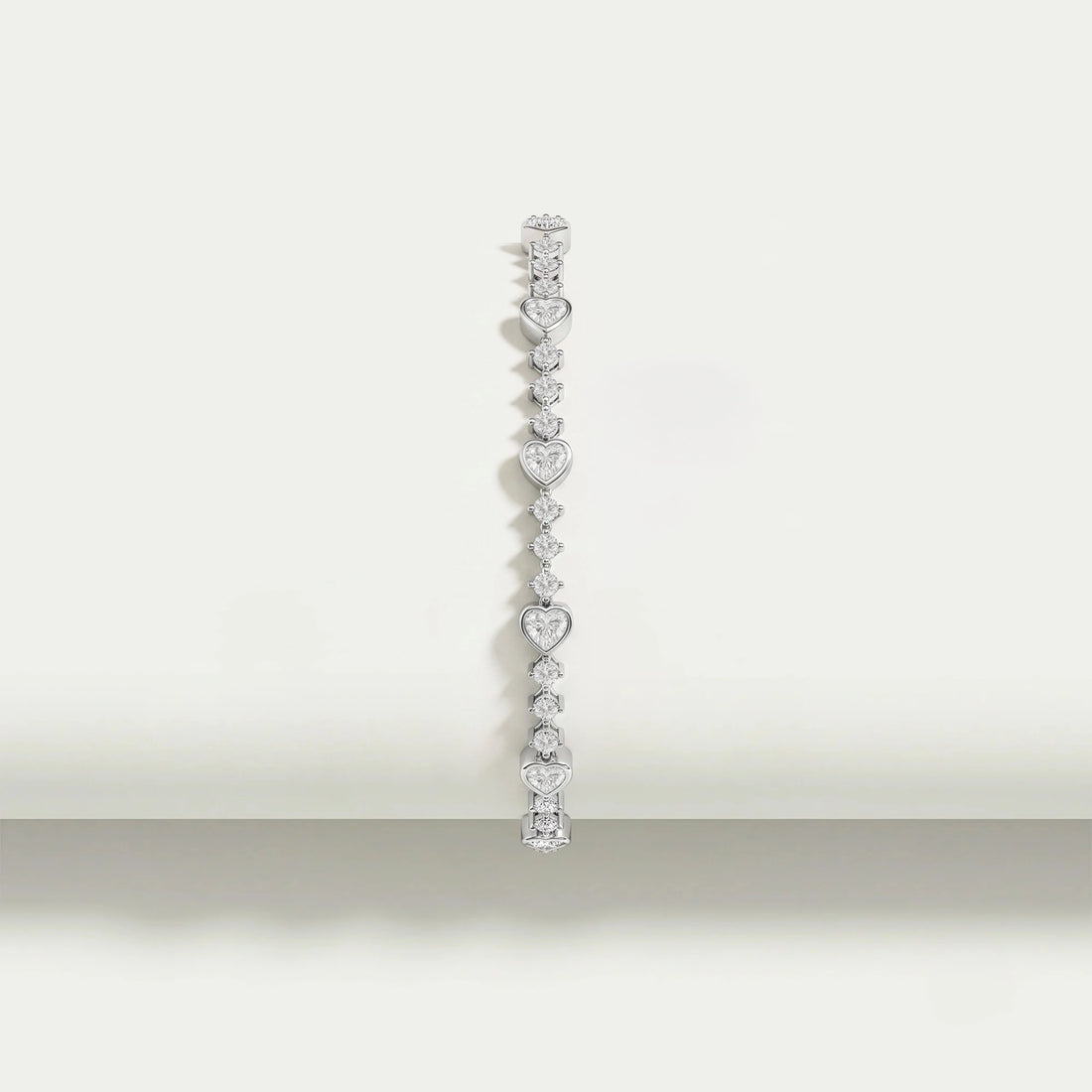 Heart And Round Diamond Bezel Set Bracelet Bracelet