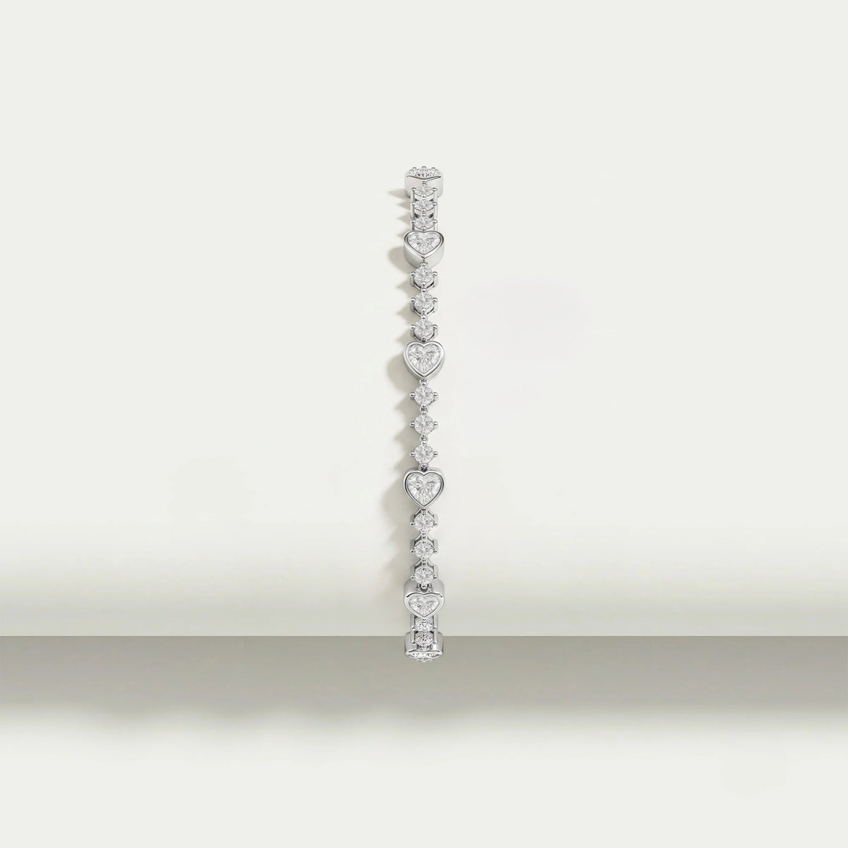 Heart And Round Diamond Bezel Set Bracelet Bracelet