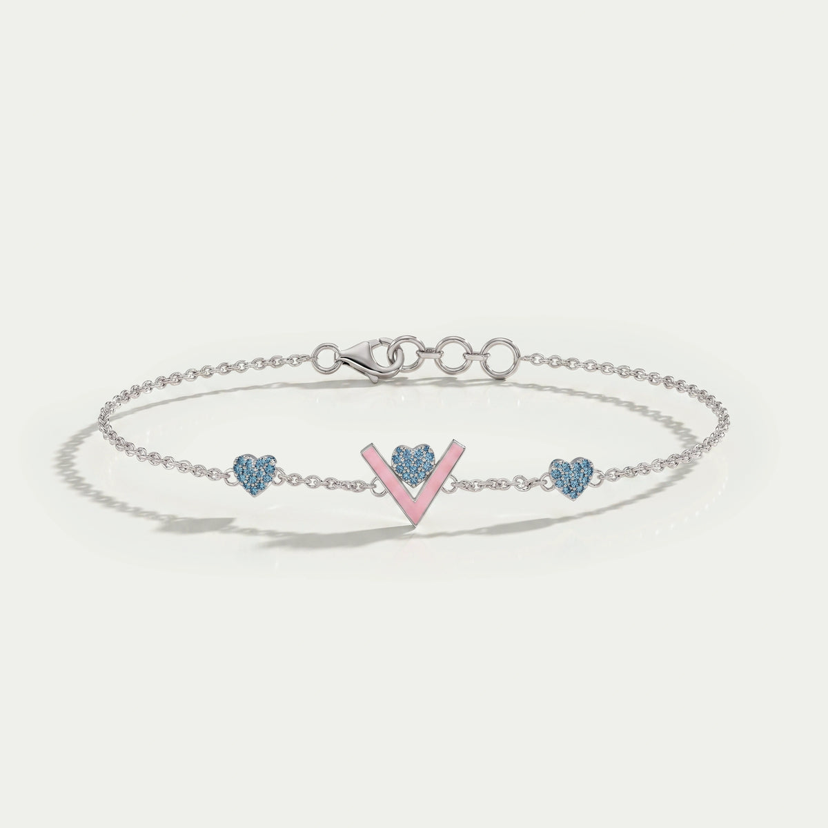 Heart Shaped Blue Round Diamond Bracelet For Baby Girl