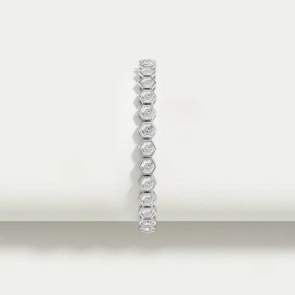Hexagon Diamond Bezel Set Tennis Bracelet