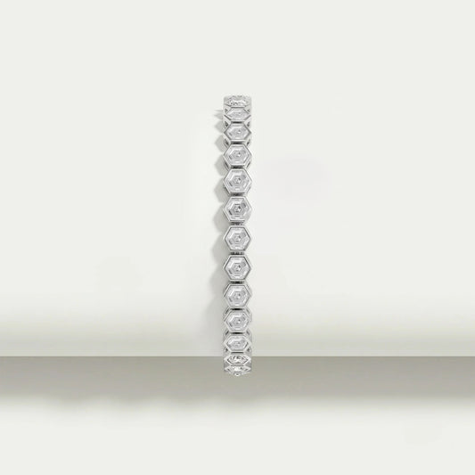 Hexagon Diamond Bezel Set Tennis Bracelet