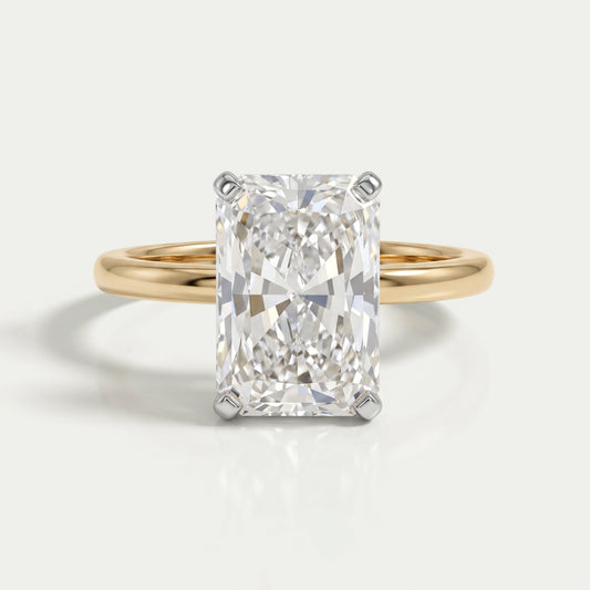 Radiant Cut Lab Diamond Hidden Halo Engagement Ring 