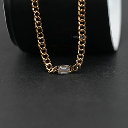 Emerald Cut Cuban Link Necklace For Men's Necklaces