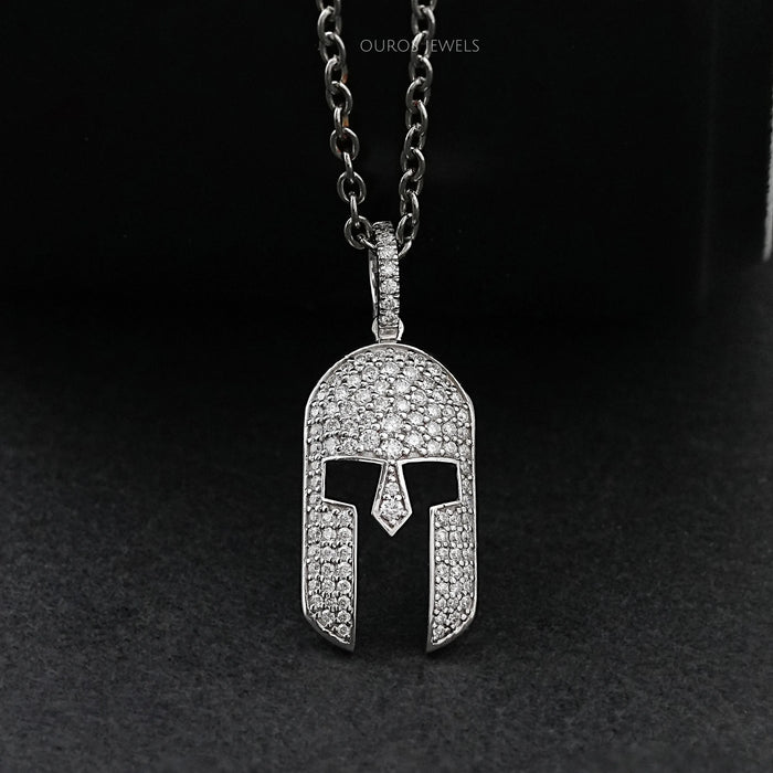 Spartan Mask Round Diamond Pendant