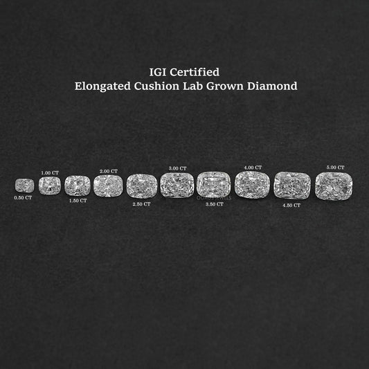 Certified Elongated Cushion Cut Lab Grown Diamond IGI Certified Diamond Loose