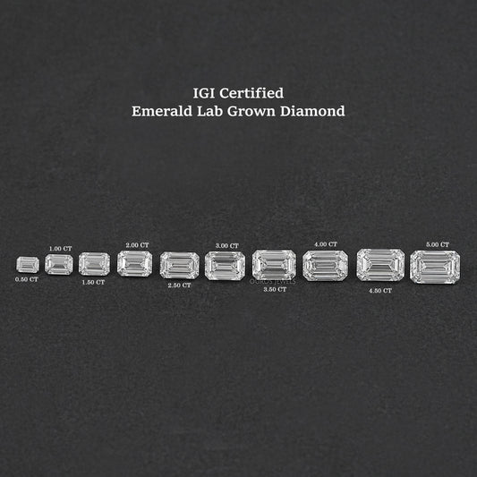 Certified Emerald Cut Lab Grown Diamond Loose