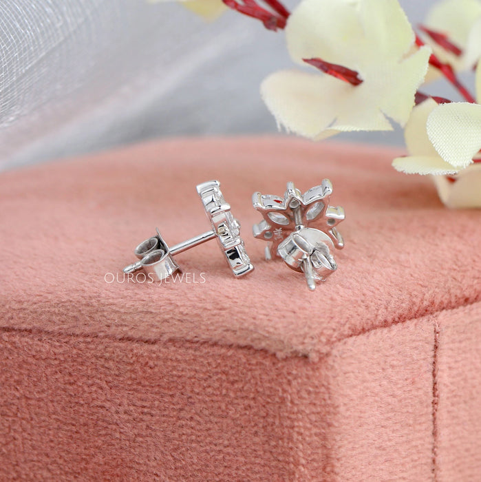 Marquise Cut Diamond Cluster Earrings