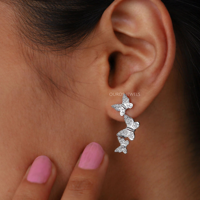 Butterfly Lab Grown Diamond Drop Earrings
