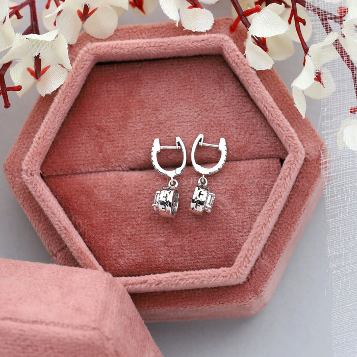 Oval Lab Grown Diamond Halo Drop Earrings