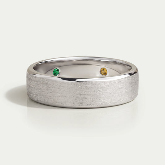 White Gold Round Gemstone Wedding Band