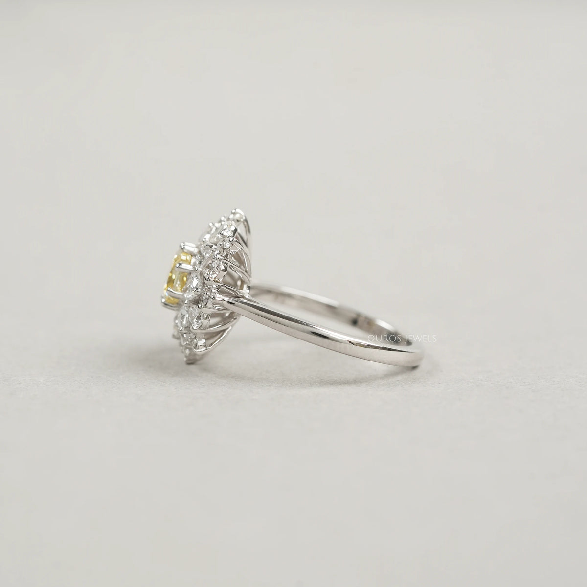 Heart And Pear Shape Halo Sunburst Ring - Cushion Shape