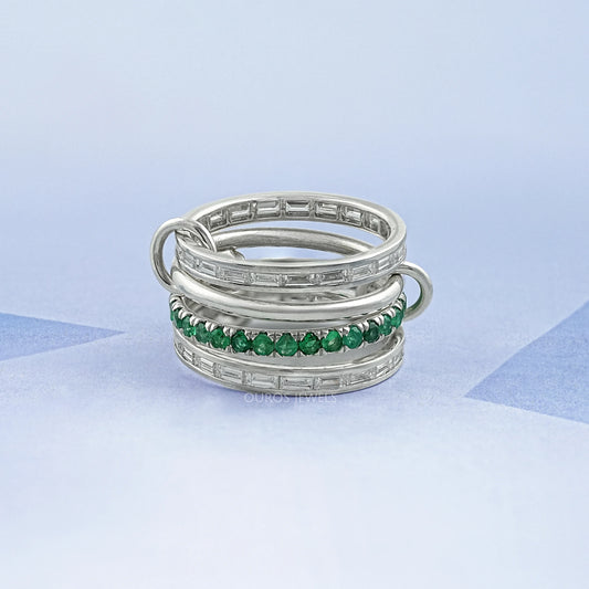 Interlink Natural Round Gemstone Wedding Band
