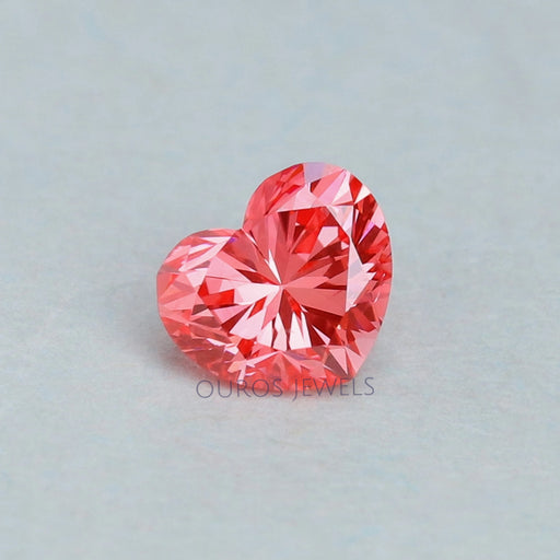 front view of pink lab grown heart shaped diamond
