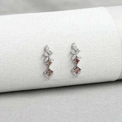 Champagne Princess Cut Drop Earrings Earrings