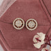 round shape cluster diamond open circle halo stud earrings yellow gold on box