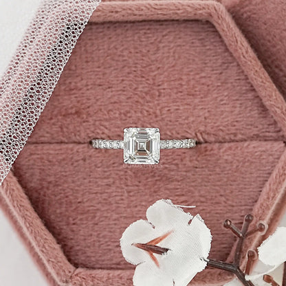 Euro Shank Hidden Halo Princess Cut Diamond Engagement Ring 