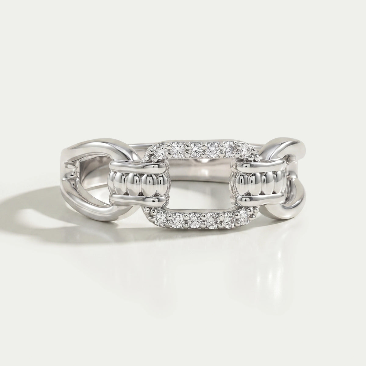 Round Lab Diamond Chain Link Ring Ring